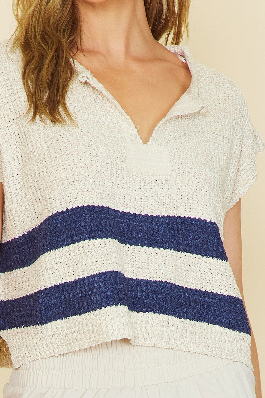 OVER SEAS STRIPEED SLEEVELESS SWEATER