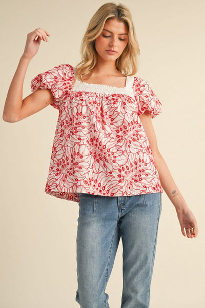 NATURAL BEAUTY EMBROIDERED TOP