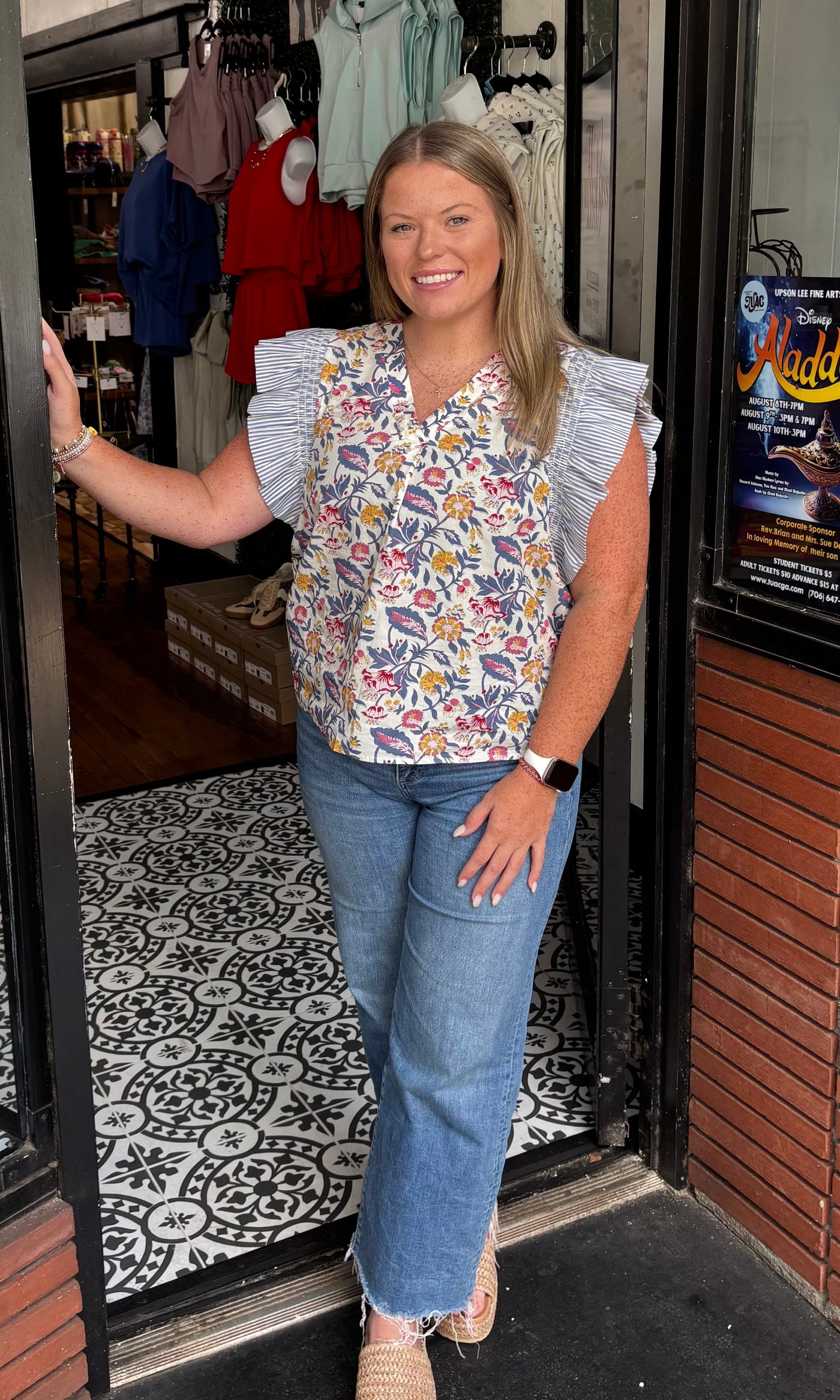 JAIMEE FLOWERS AND STRIPES BLOUSE