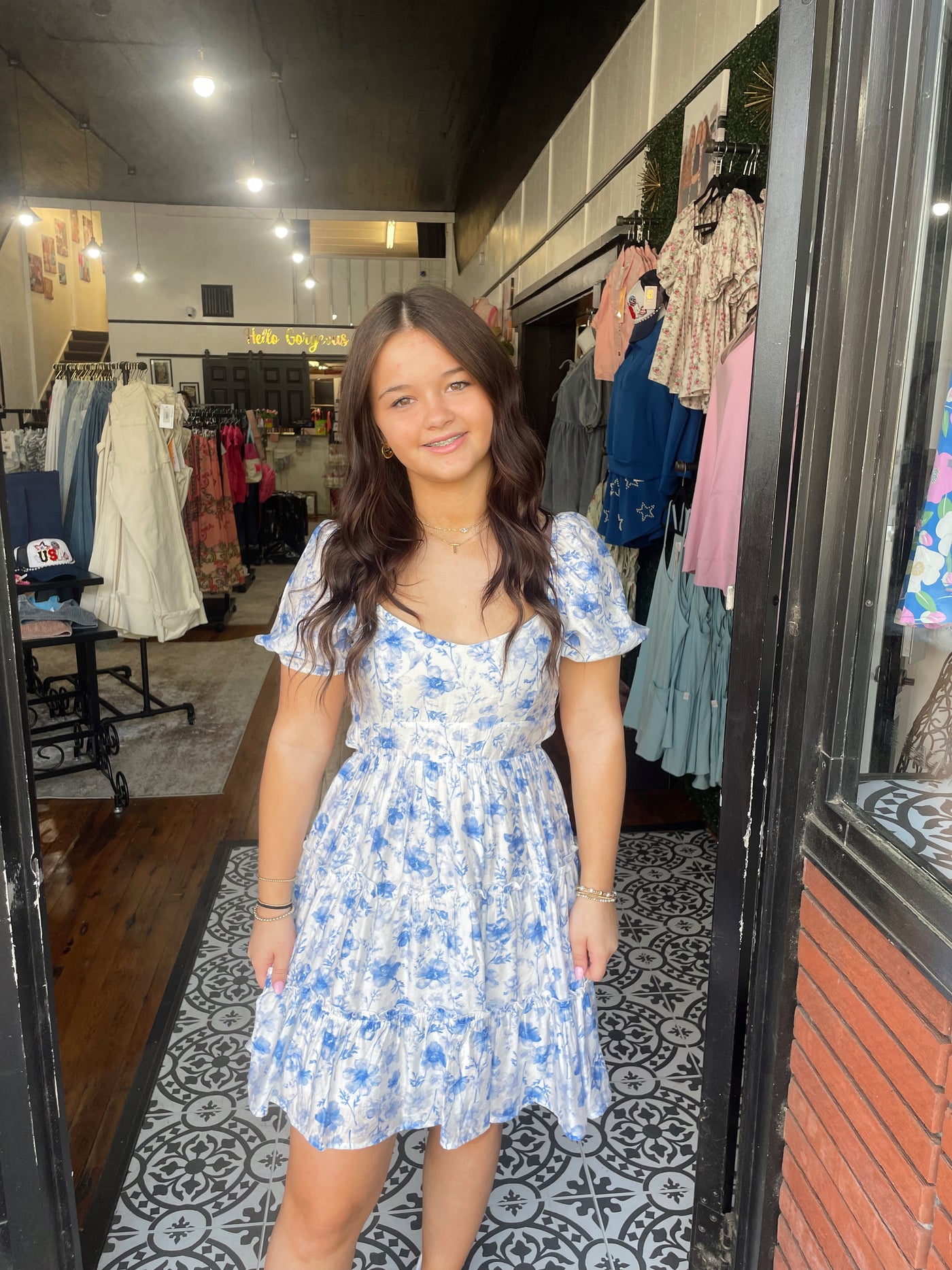 FLORAL OPEN BACK MINI DRESS