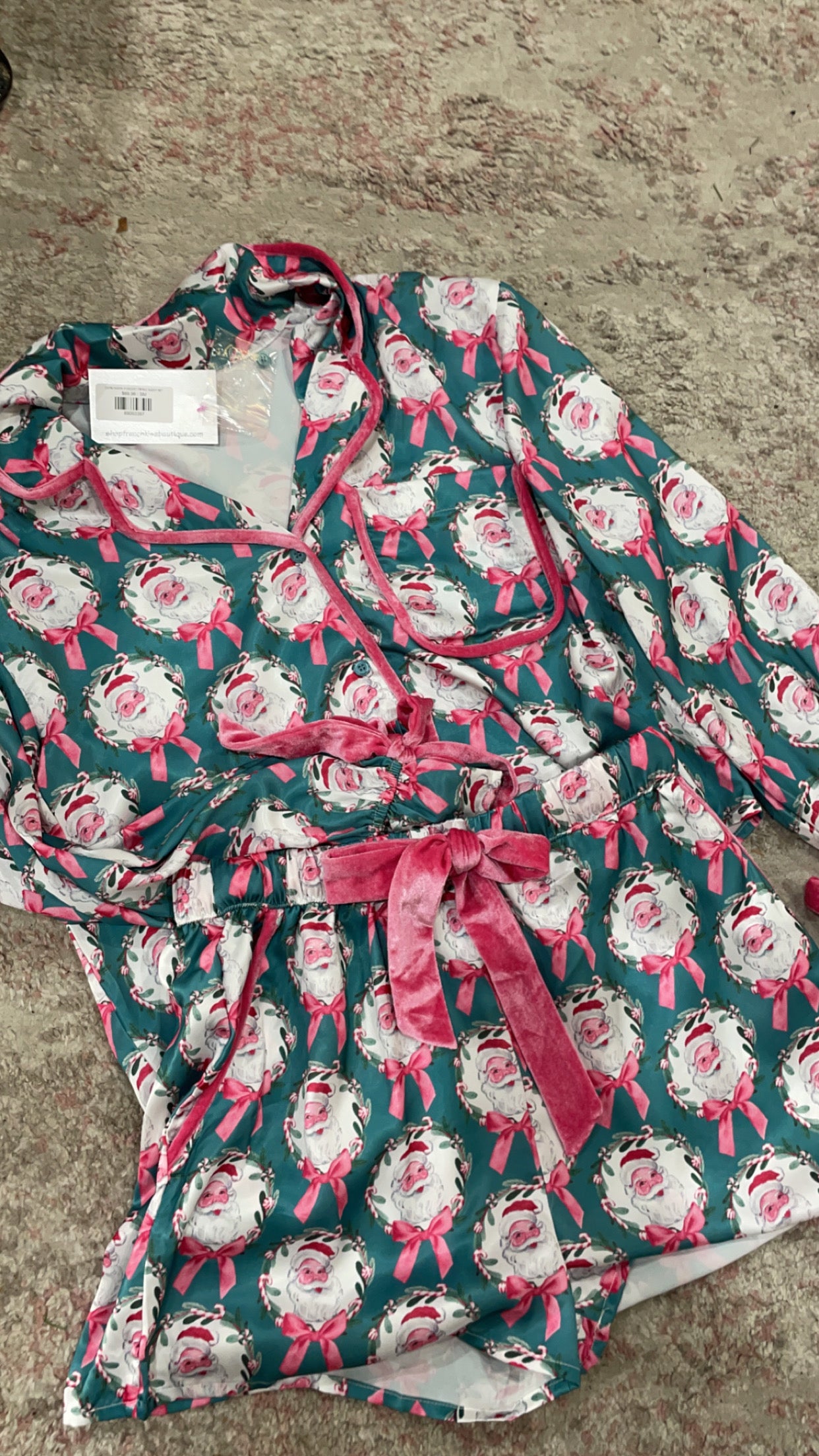 SATIN SANTA W VELVET PIPING SLEEP SET