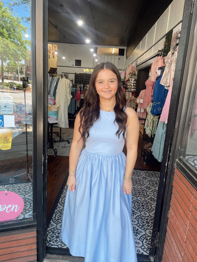 LYON HIGH NECK COMBINATION MIDI DRESS