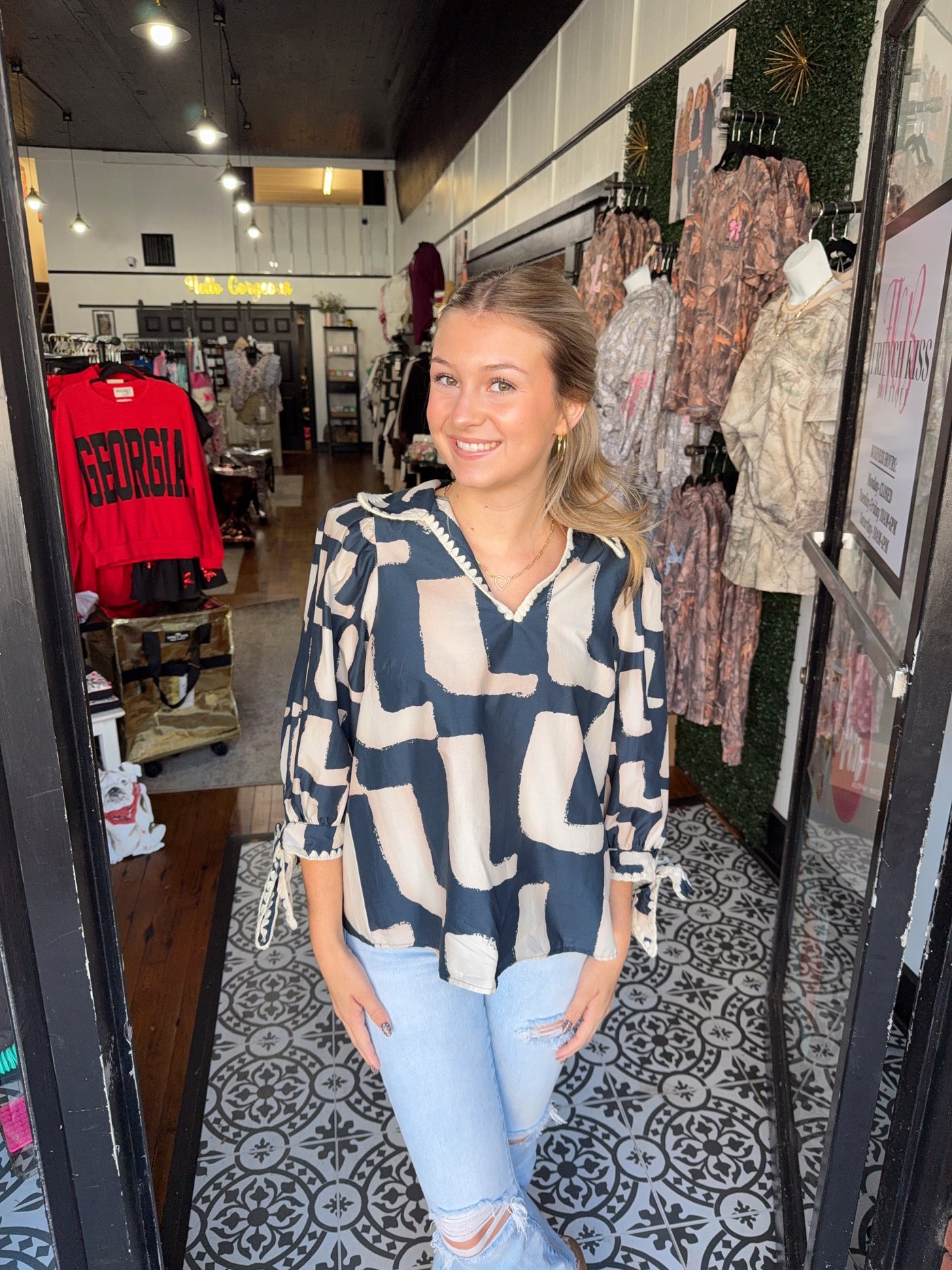 DUSK PRINTED EMBROIDERED BLOUSE