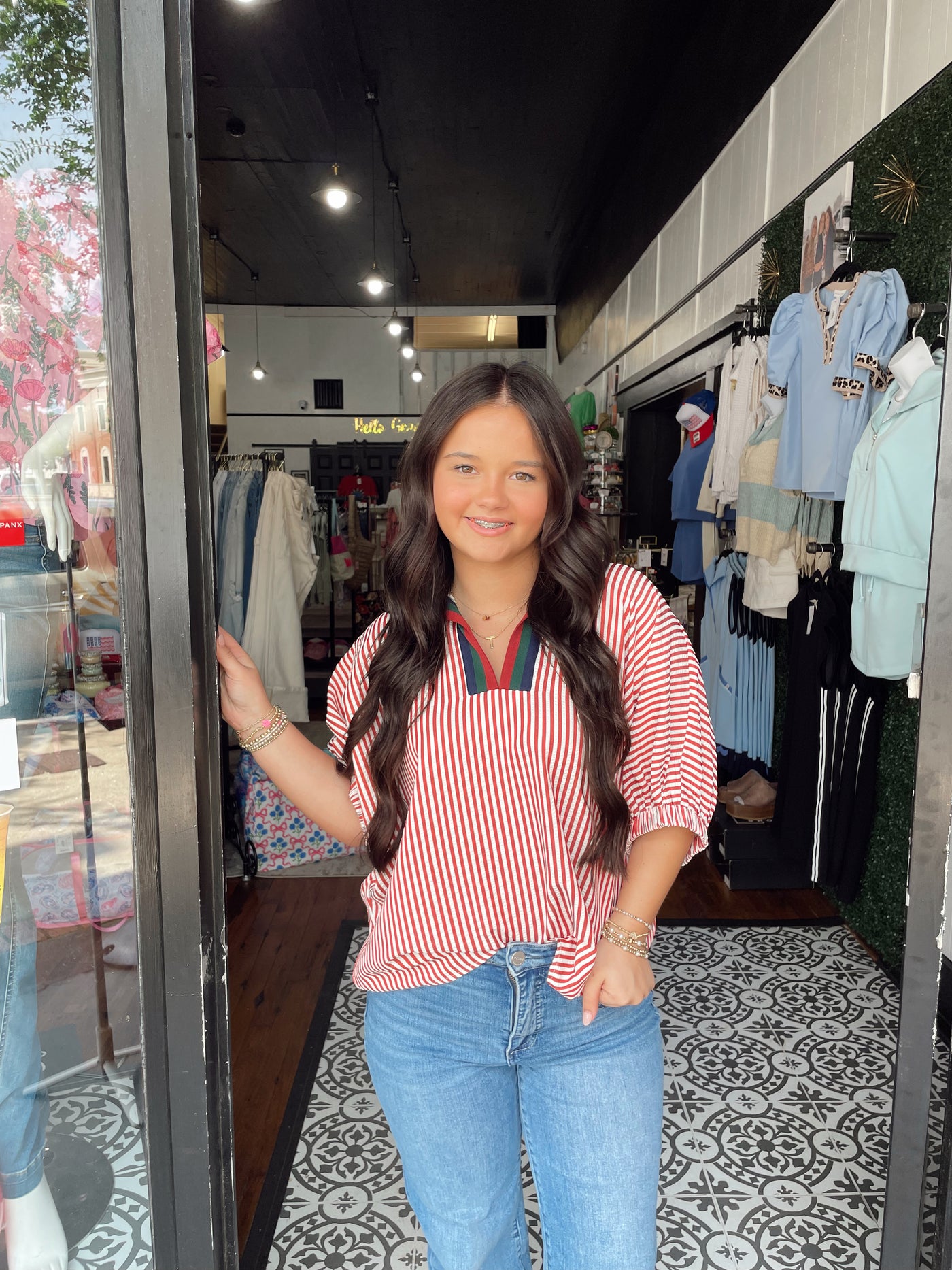 BETWEEN THE LINES STRIPED BLOUSE