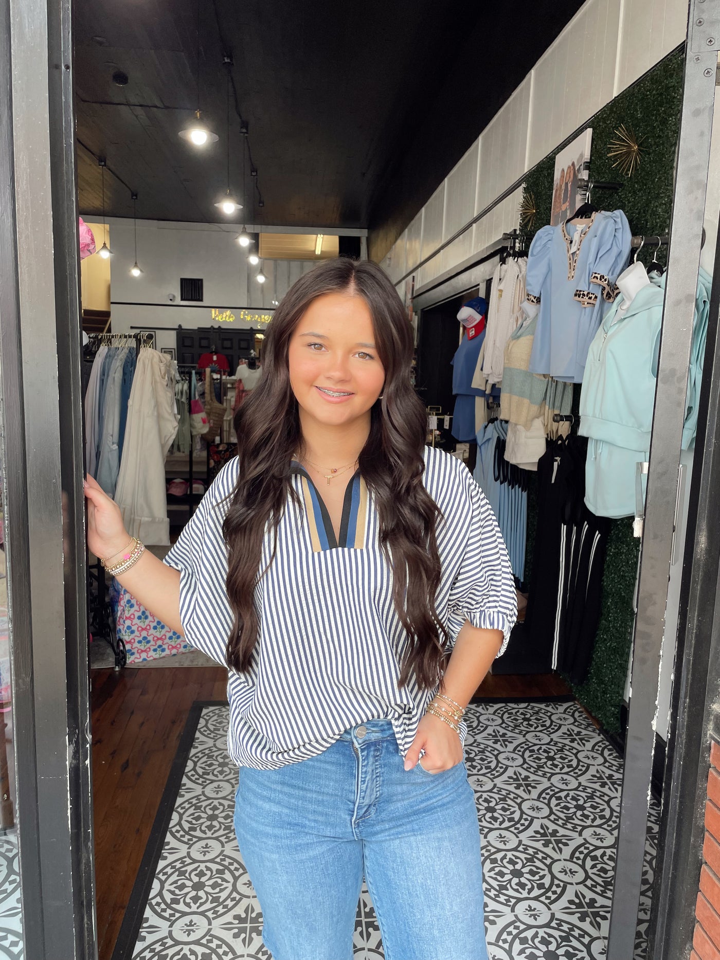 BETWEEN THE LINES STRIPED BLOUSE