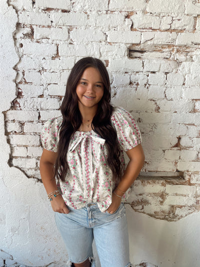 IN FULL BLOOM BOW TIE TOP
