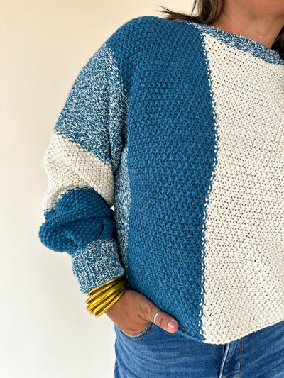 CROPPED 2 TONE SWEATER