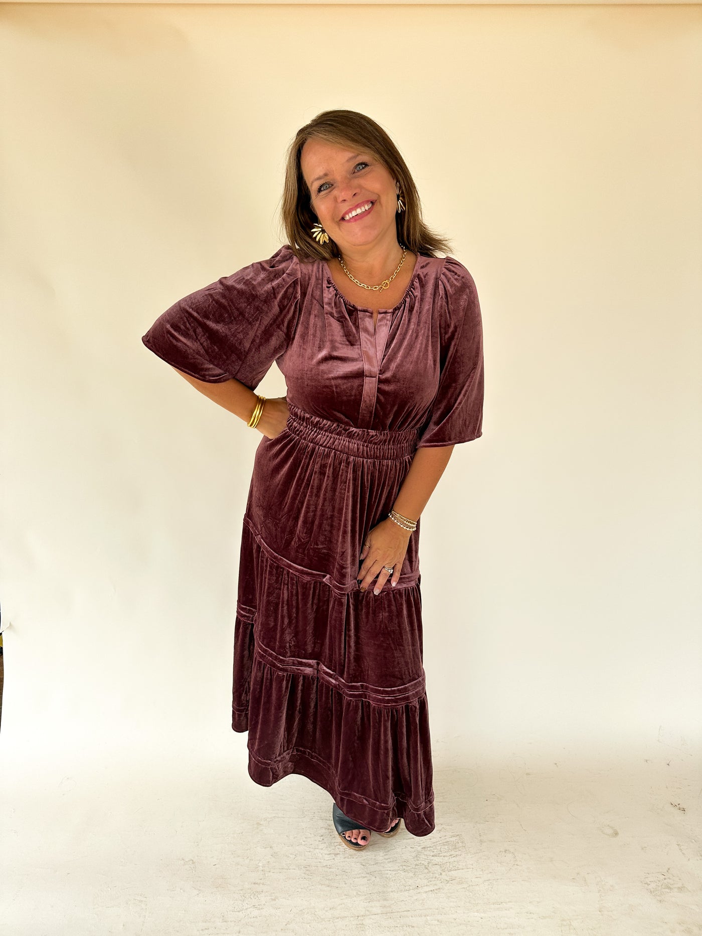 SMOCKED WAISTBAND MAXI DRESS