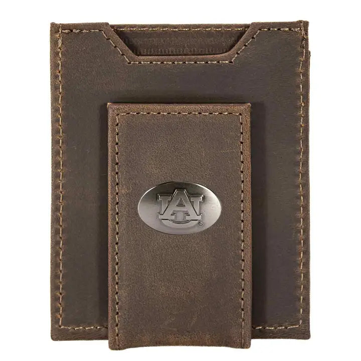 MENS LEATHER MAGNETIC CARD HOLDER/MONEY CLIP WALLET