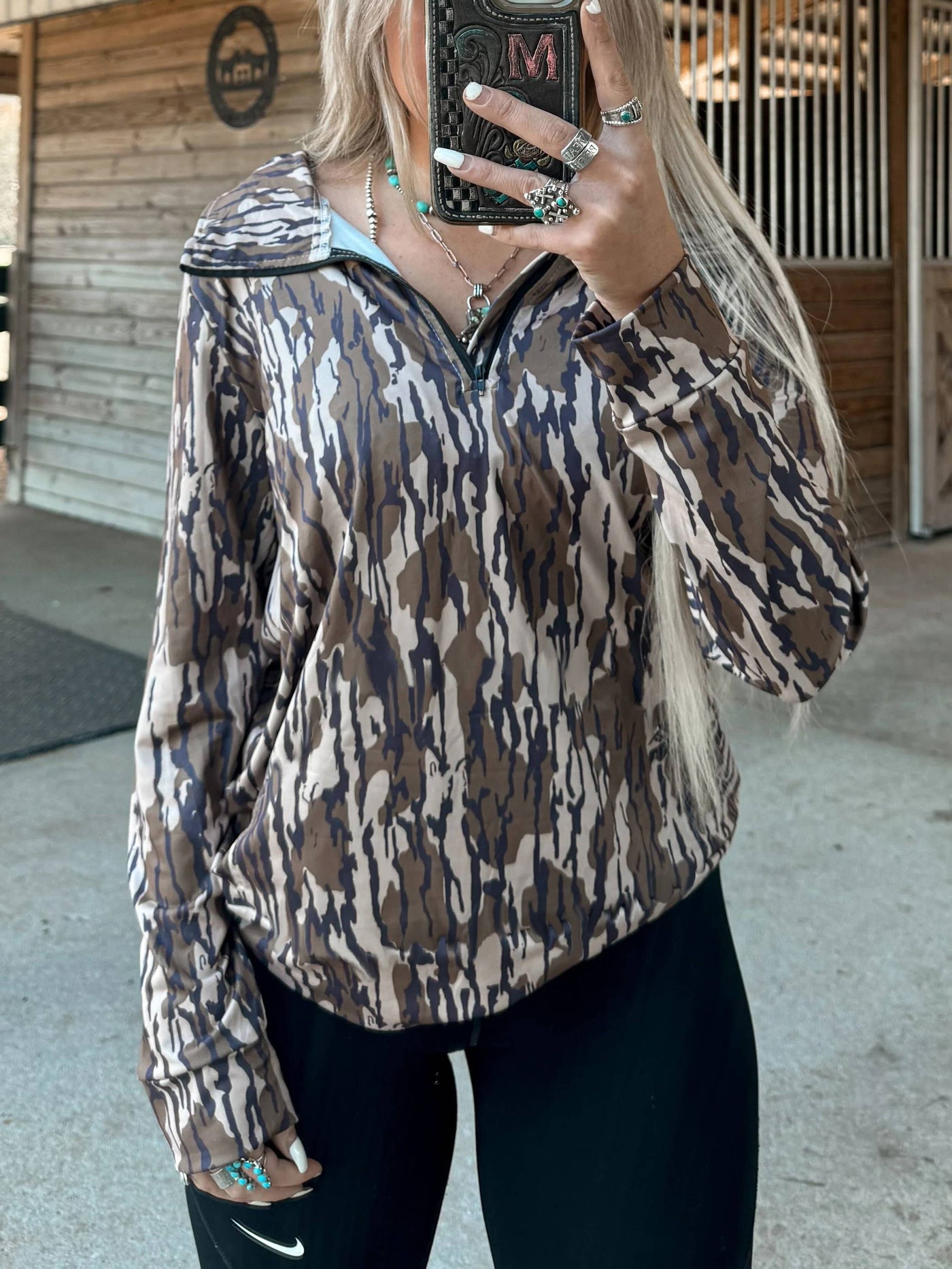 Bottomland camo quarter zip rain jacket
