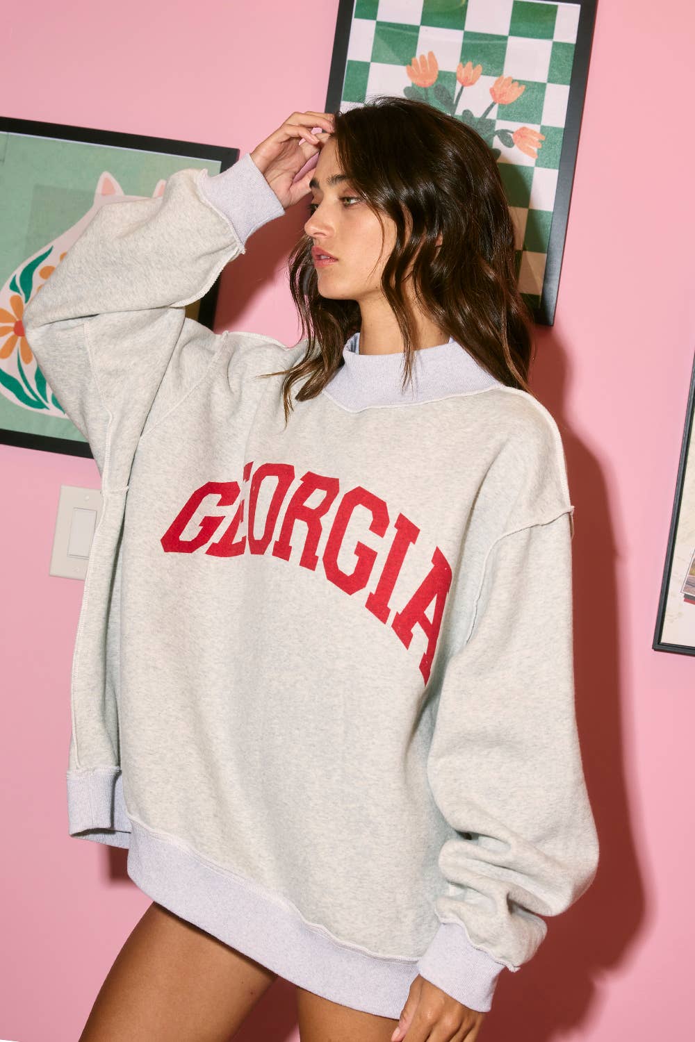 GEORGIA & GA Print Reversible Mockneck Sweatshirt