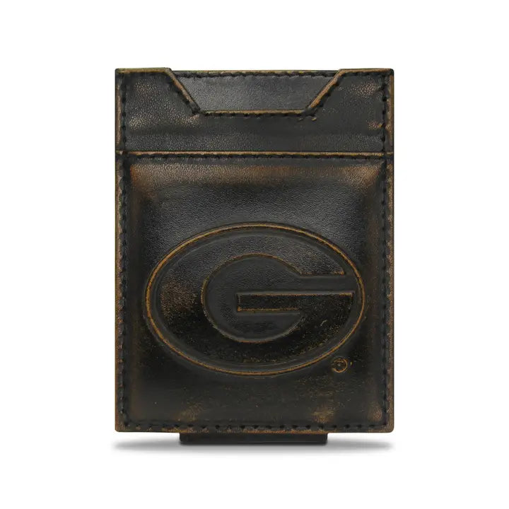 MENS LEATHER MAGNETIC CARD HOLDER/MONEY CLIP WALLET