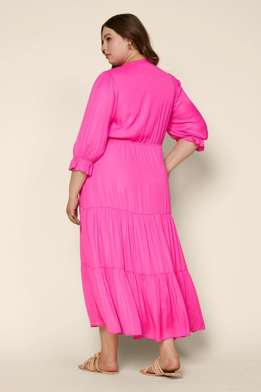 PLUS SIZE BUBBLEGUM MAXI DRESS
