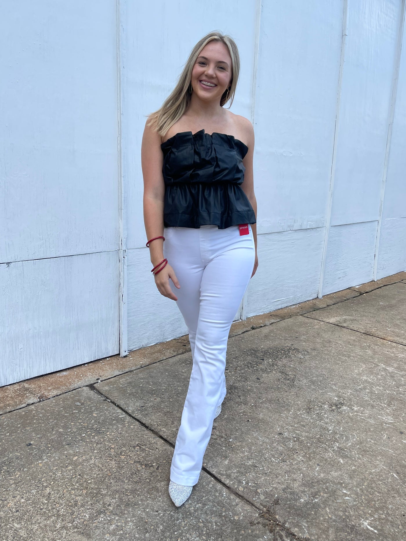 GAMEON RUFFLE LEATHER TOP