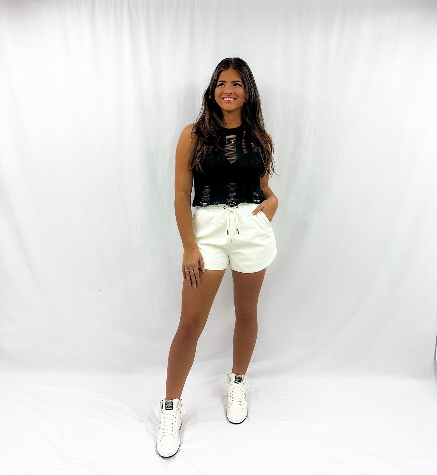 JAYLANI LADDER KNIT CROP TOP